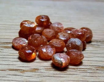 Red Shimmering Sunstone Faceted Rondel Beads, **Small Hole** 5mm, 21 ct.