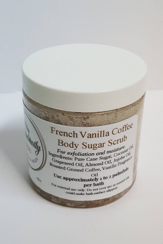 French Vanilla Coffee and Sugar Body Scrub 8 oz | Exfoliating | Hydrating Shower Scrub | Body Polish