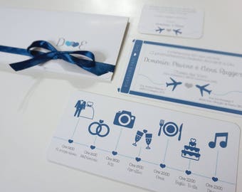 Wedding invitations Airfare with TIMELINE-Wedding Travel Theme