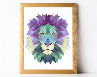 Geometric lion | Etsy
