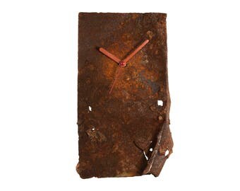 Hand made Wall Clock Rust - Recycled unique classic designer vintage retro industrial inspirational art present for man boyfriend -R01-11