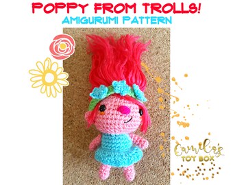PRINCESS POPPY TROLL - Amigurumi Pattern, crochet, Pdf, dreamworks trolls, kawaii,