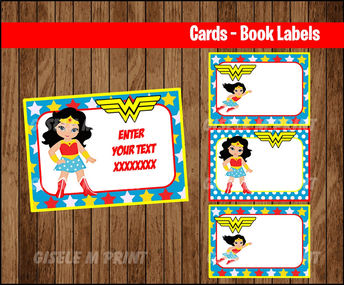 Wonder Woman Printable Cards tags book labels stickers