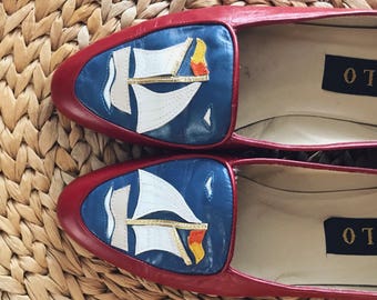 Vintage Zalo loafers / sailboat zalo shoes