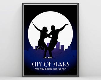 La La Land, La La Land Wall Art, City of stars, Ryan Gosling, Emma Stone , La la land movie Poster, Art Deco, Silhouette, Mia & Sebastian