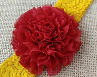 Mustard and Burgundy Baby Headband | Fall Headband | Thanksgiving Headband