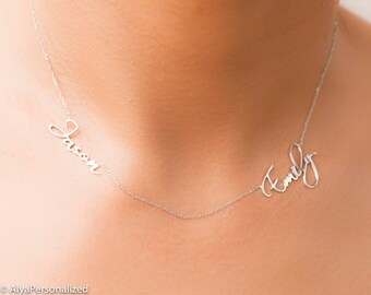 Two Name Necklace Sterling Silver - Personalized Wedding Gift - Engagement Gift For Her Wedding Gift For Bride, Bridal Shower Gift For Women