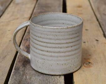Handmade Ceramic Mug *Ready to Ship* Hand crafted pottery mug with a white speckled stoneware glaze