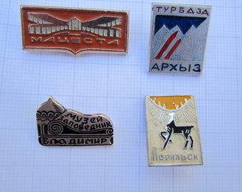 Vintage USSR Soviet Russia Pin Badge City Norilsk, Macesta, Vladimir