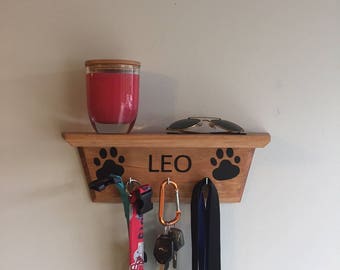 Dog Leash Holder w/ Shelf / Dog Leash Hanger / Custom Dog Leash Hanger / Custom Dog Leash Holder / Wood Dog Leash Hanger / Dog Leash Storage