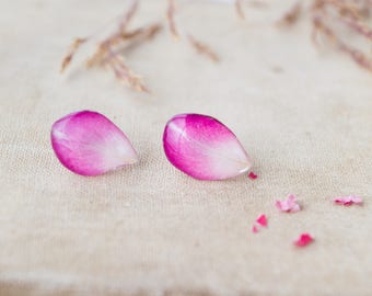 Terrarium jewelry, Real Rose earrings, Resin jewelry,Rose bud Earrings, Real flower earrings, Botanical earrings, Flower studs