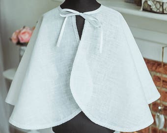 Natural linen Christening cape, Christening mantle, White Baptism slicker Baby Christening pelerine Baby Chistening outfit, Pelerine bapteme
