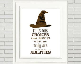 Harry Potter Cross Stitch Pattern/harry potter hat/sorting hat/sorting hat quote/sorting hat pattern/ #03-004