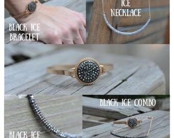 Matching Silver, Grey & Gold Necklace and Bracelet Combo