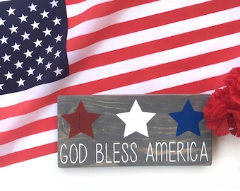 God Bless America Wood Sign // Fourth of July Decor// Patriotic Decor// USA Wood Sign// 4th Of July Wood Sign// 4th of July // Wood Sign