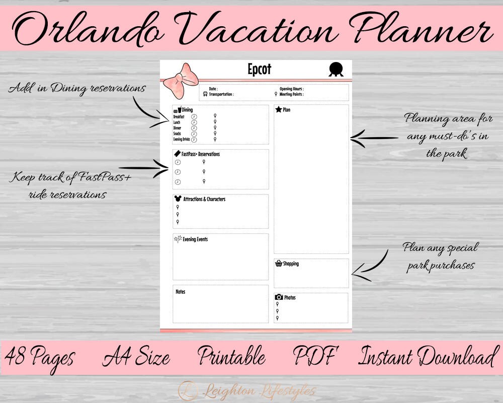 Orlando Vacation Printable PlannerDisney World Planner