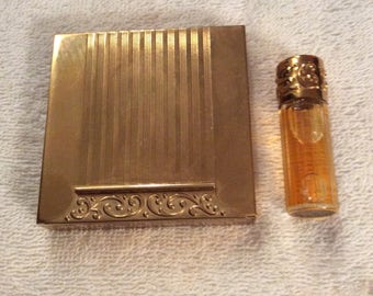 Vintage Avon Compact and Matching Perfume Roll on Bottle