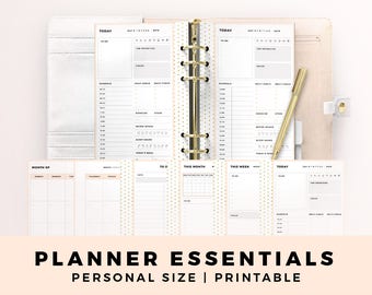 BUNDLE PERSONAL Size Printable Planner Inserts, Planner Essentials, Daily Planner, Weekly Planner, Monthly Planner