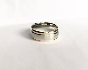 Gold Edge Stainless Steel Ring Blank for Stamping or engraving