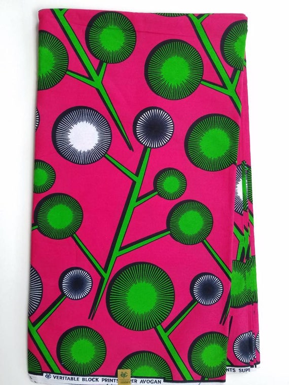 Pink And Green Ankara Fabric African Clothing African Fabric