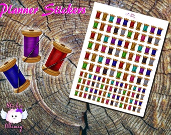 Needle and Thread Planner Stickers, Printed Stickers, Knitting, Cute Stickers, Sewing Stickers, Erin Condren, Functional, Reminder, Colorful