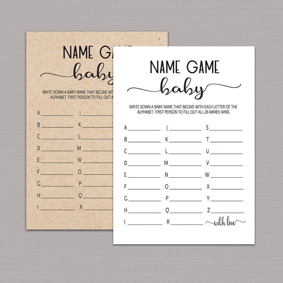 BABY NAME GAME Baby Alphabet Game a z baby name game diy