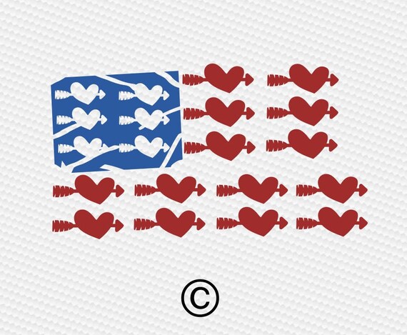 Download American flag arrow heart SVG Clipart Cut Files Silhouette