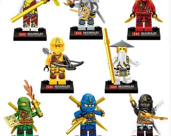 Ninjago cake toppers Ninjago birthday party favors cup cake topper Ninjago minifigure movie Kai SENSEI WU Ninja Birthday party cake toppers