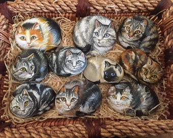 Painted Animals on Rocks - Cats - Painted Rocks