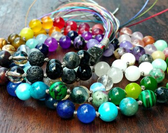 All Chakras 108 Yoga Beads, Seven Chakras Japa Mala, Multi Gemstone Mala Beads, Yoga Wrap Bracelet, Wrap Necklace, 108 Mala Beads, Yoga Gift