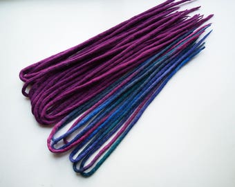 Wool dreads de thin dreads wool roving dreadlocks wool dreads ombre purple dreadlock extensions Hippie Dreads Fairy Extensions gifts friends