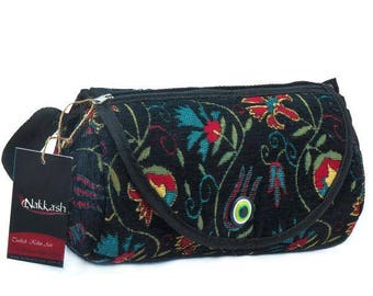 ck Flower pattern Chenille Fabric Bag Adjustable Bag Boho Bag