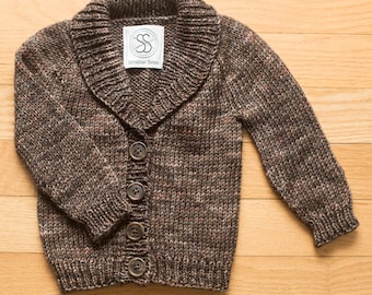 Handknit Baby Cardigan - brown, size 3 months