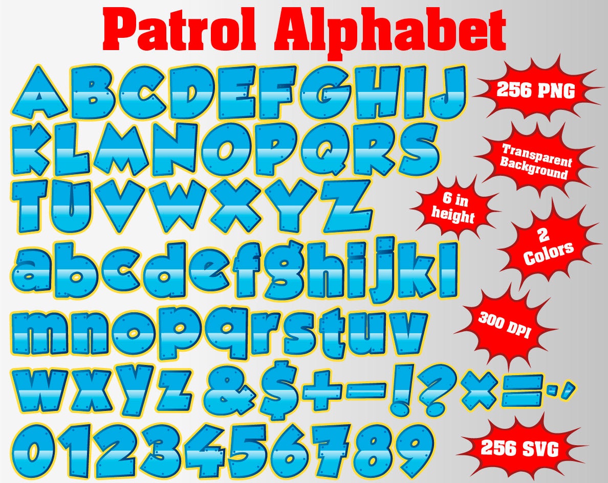 Download Paw Full Patrol Alphabet Numbers and Symbols 512 PNG/SVG