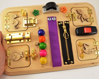 Sensory for baby, Travel busy board, Toddler toys, Toy for boy, Montessori for girls, Toy for autism, Gift 1st, Baby gifts, Busy board
