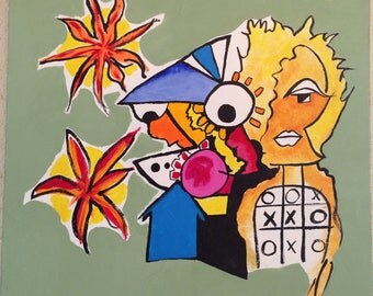 Tic Tack Toe Original Painting Shipping included