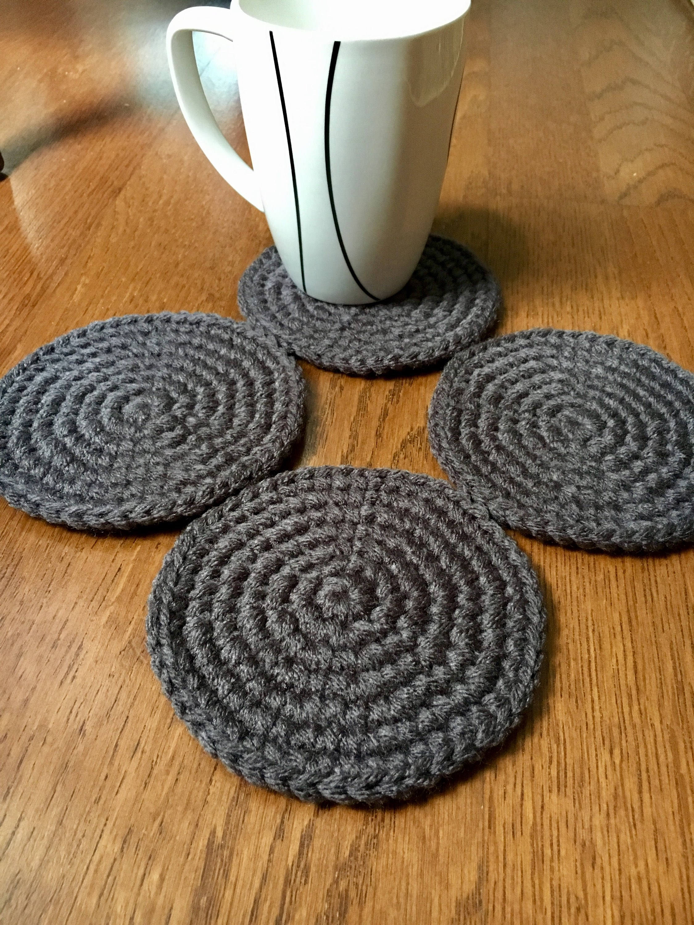 Crochet Coasters Set of 4 Coasters Mug Rugs Round