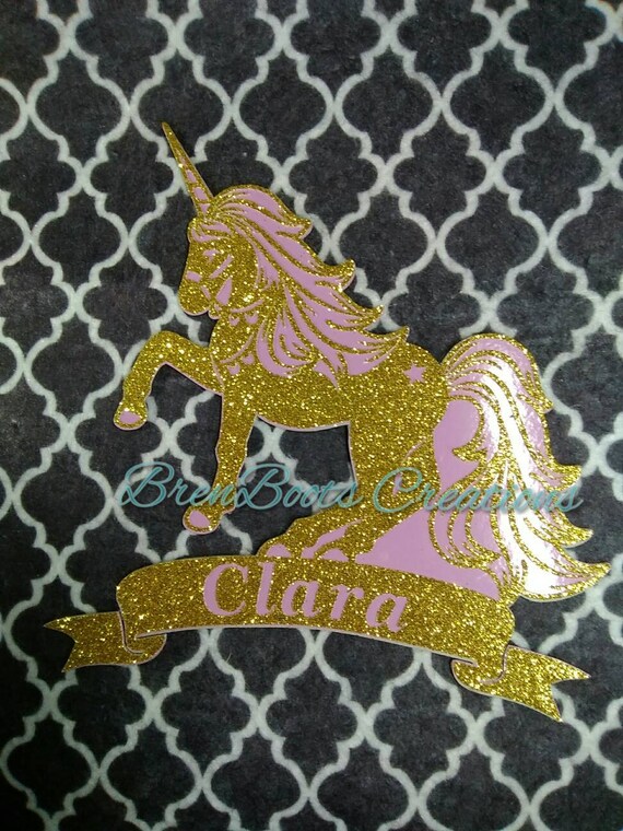 items similar to unicorn cake topper personalized cardstock on etsy