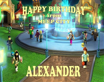 642 ROBLOX MEEP CITY, Edible birthday cake topper, icing cake design, icing cake topper, frosting cake topper, edible frosting top