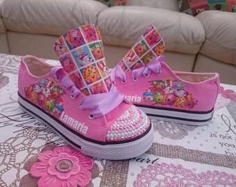Girls Custom Design High Low Tops Personalised shoes Sneakers Chucks Kids Trainers Shopkins Movie