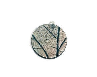 Leaf Vein Pendant - Leaf Pendant - Leaf Jewelry - Handstamped - Polymer Clay Necklace - Real Leaf Impression - Autumn - Oak Leaf - Fall
