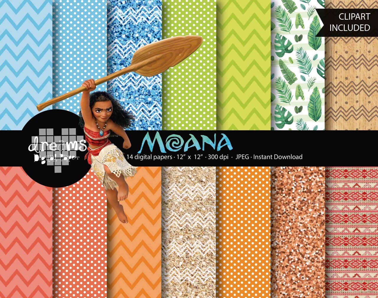 COD053-70% OFF SALE-Moana digital paper-Disney digital