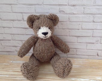Newborn photo prop teddy bear, 6 inch toy, knitted soft toy bear, handmade bear, stuffed animals, baby girl first gift, tiny bear, baby prop