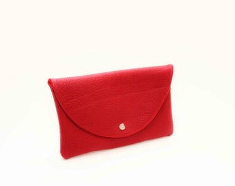 Leather clutch in red