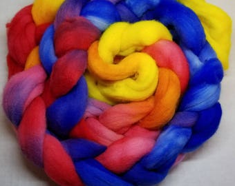 100% polwarth roving hand dyed spinning or felting fiber indie dyed fiber