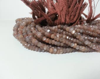 Natural Chocolate Moonstone Faceted Rondelle Beads | Coffee Moonstone Beads | Chocolate Moonstone Beads | Dirty Moonstone Beads | Brown Bead