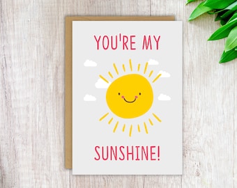 Mother's Day Card Card for Mum Birthday Card Mom Love Card Cute Card for Her Girlfriend Card You're My Sunshine Funny Love Card