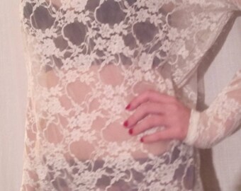 White lace long tunic