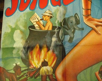 Original 1970 vintage Movie Poster, oversized! le livre erotique de la jungle.