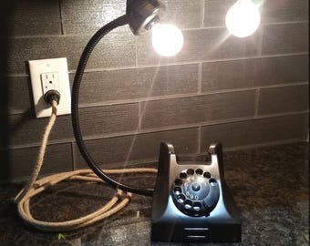 Vintage Black Rotary Phone Light